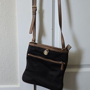 Elegant Black and Brown Crossbody Bag